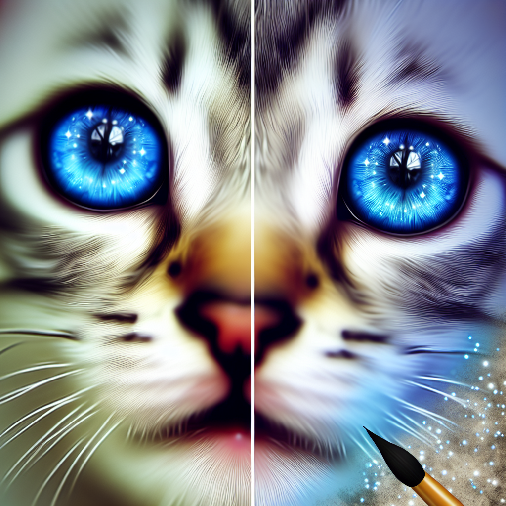 A close-up of a kitten with mesmerizing blue eyes,