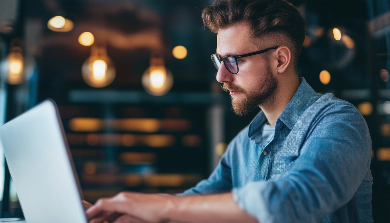 A small business owner analyzing keyword data on a